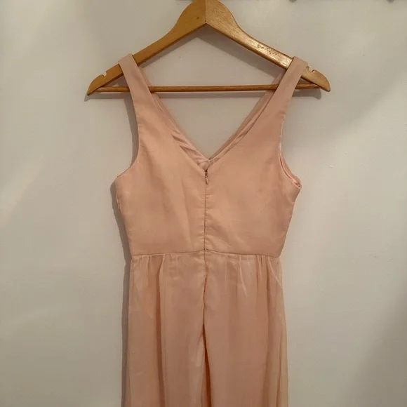 BHLDN Angie Peach Blush Chiffon Pleated V-Neck Maxi Dress – XS - Picture 6 of 11